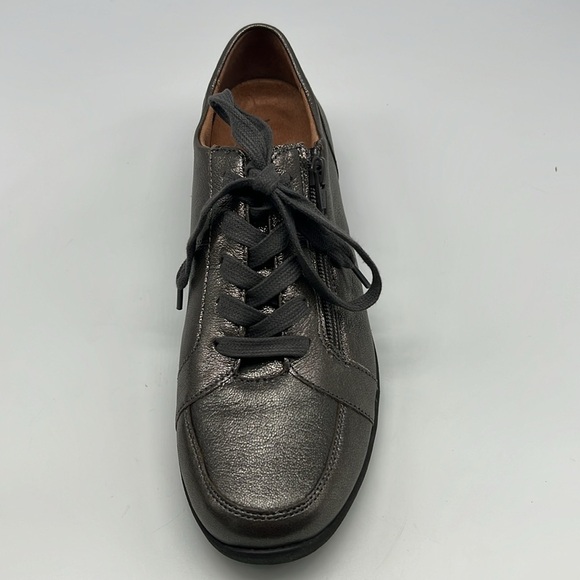 Vionic - Abigail Lace And Zip Up Pewter Metallic Lightweight Leather Sneaker SZ8 - Picture 11 of 16